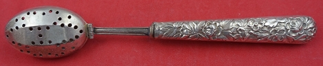 Tea Infuser Spoon HH plated implement hallmarked CHF  - Repousse by Various Makers - Sterling 